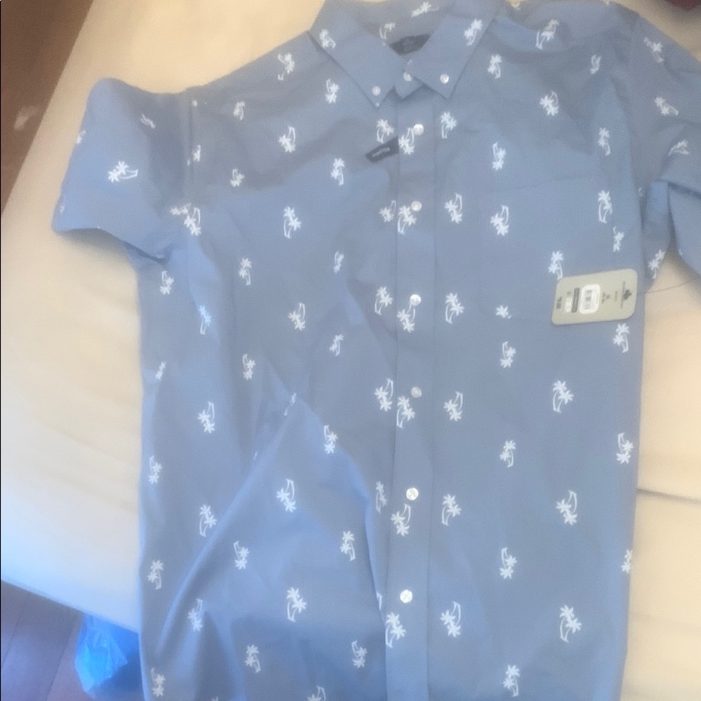 Men's Blue Palm Tree Shirt